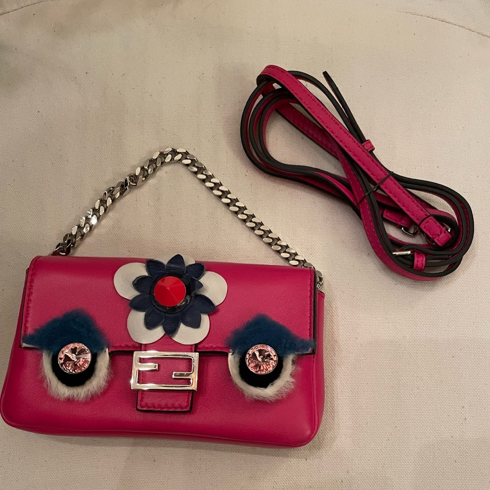 FENDI MINI MONSTER CROSSBODY WITH CHAIN STRAP